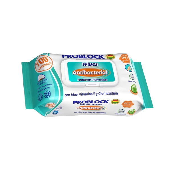TOALLITAS HUMEDAS ANTIBACTERIAL X 100 UNIDADES PROBLOK