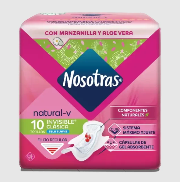 TOALLA NOSOTRAS INVISIBLE CLASICA NATURAL-V X8