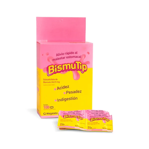 BISMUTIP (SUBSALICILATO DE BISMUTO 262.5 MG)SOBRE X 2 TAB