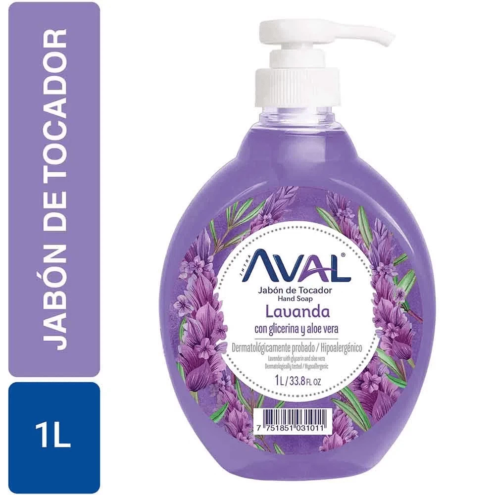 AVAL JABON TOCADOR LIQ. LAVANDA X 1000 ML