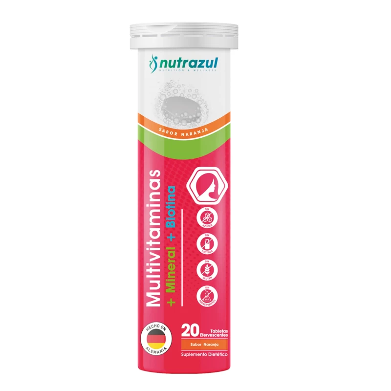 MULTIVITAMINAS+MINERAL+BIOTINA SABOR NARANJA TBO EFERVESCENTES NUTRAZUL