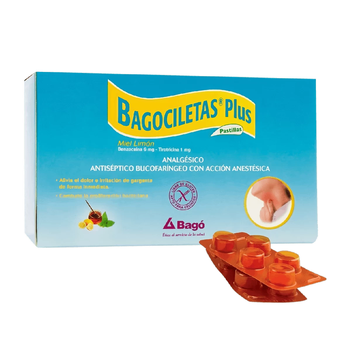 BAGOCILETAS PLUS PASTILLAS MIEL LIMON