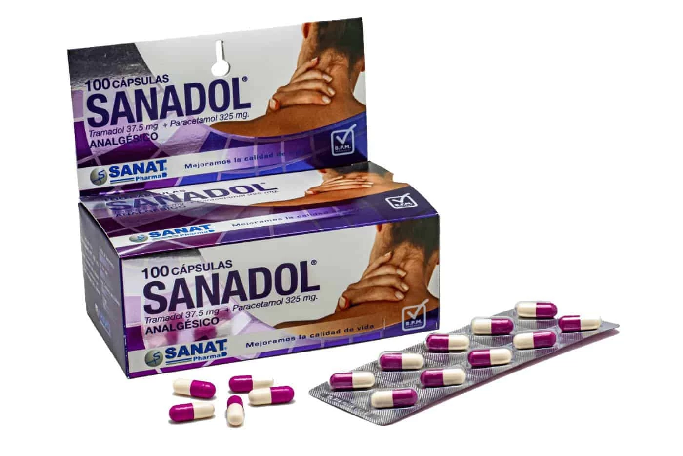 SANADOL X 100 CAP ( TRAMADOL 37.5+ PARACETAMOL 325 MG ) SANAT
