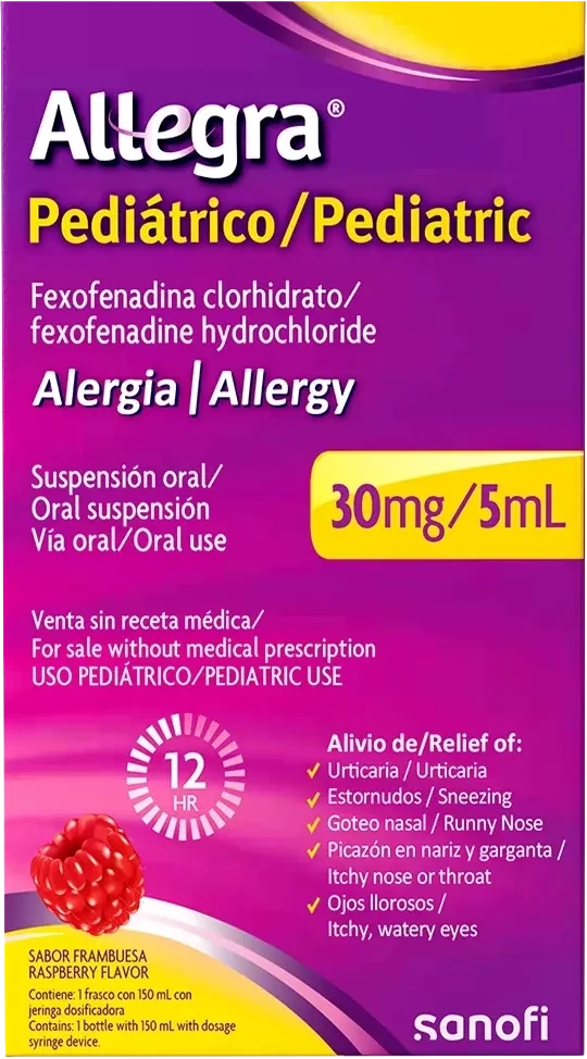 ALLEGRA-PRIOS FEXOFENADINA CLORHIDRATO 30MG/5ML X 120 ML SABOR FRAMBUESA