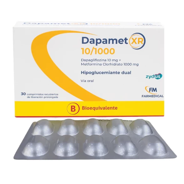 DAPAMET XR 10/1000 DAPAGLIFLOZINA10MG+METFORM.1000MG X 30TAB