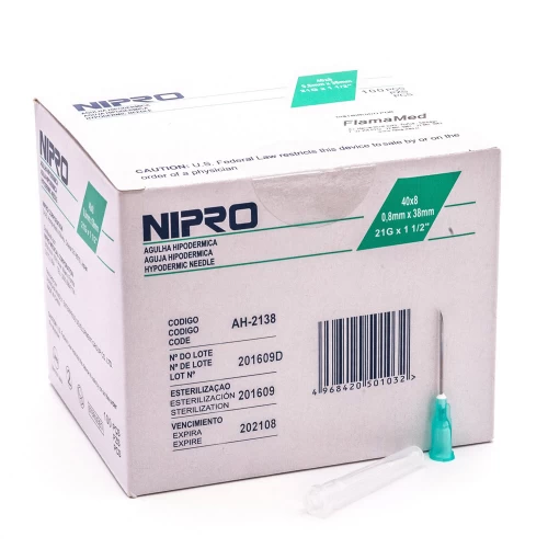 AGUJA HIPODERMICA 21 G X 1 1/2 NIPRO