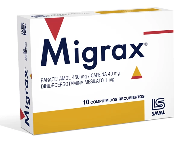 MIGRAX X 10 (paracetamol+Cafeina+DEHIDROERGOTAMINA MESILATO)