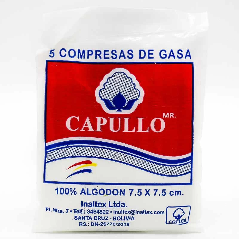 COMPRESA DE GASA DE 7.5 X 7.5 CM. INALTEX