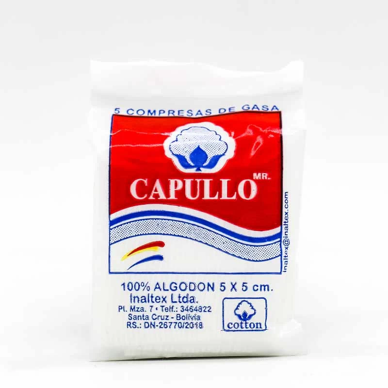 COMPRESA DE GASA CAPULLO DE 5 X 5 CM.