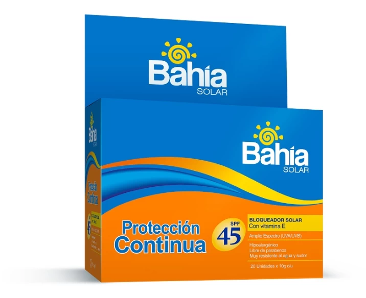 BAHIA BLOQUEADOR SOLAR PROTECCION CONTINUA SPF 45 CON VIT E X 20 SACHET
