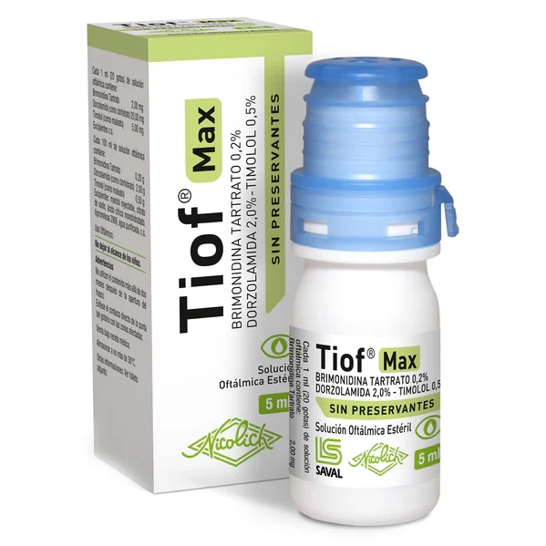 TIOF MAX X 5 ML. OFTALMICA (BRIMONIDINA 0.2% -DORZOLAMIDA 2.0%-TIMOLOL 0.5%)