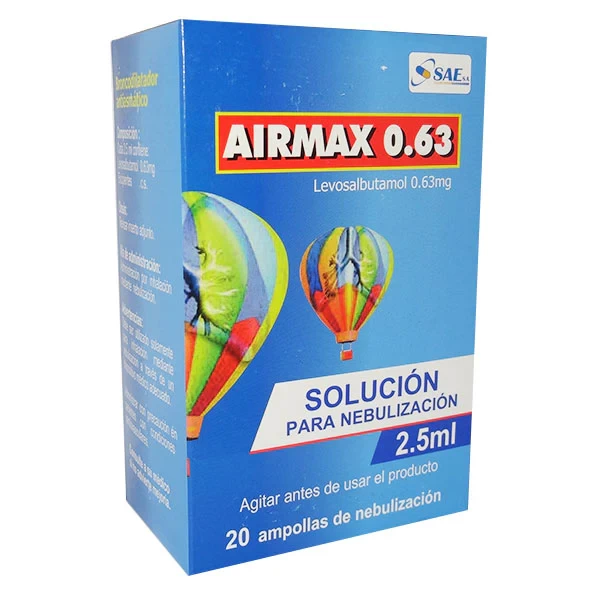 AIRMAX 0.63 ( LEVOSALBUTAMOL 0.63 MG) X 20 AMP 2.5 ML