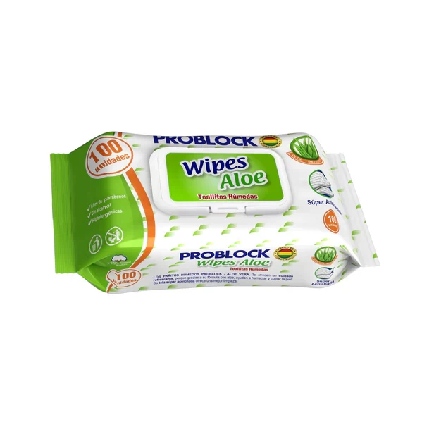 TOALLITAS HUMEDAS ALOE X 100 UNIDADES PROBLOCK