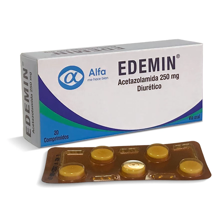EDEMIN 250 MG ( ACETAZOLAMIDA DIURETICO) X 20 COMP