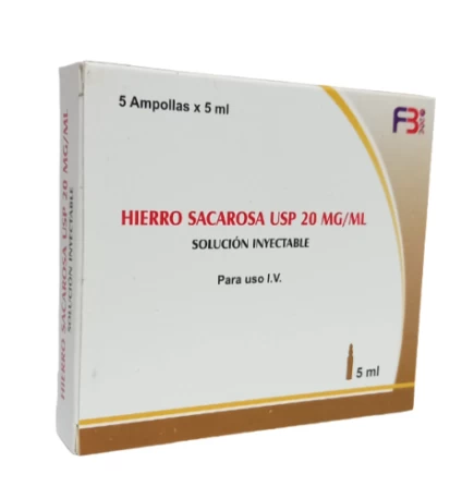 HIERRO SACAROSA 100 MG /5 ML X 5 AMPOLLAS