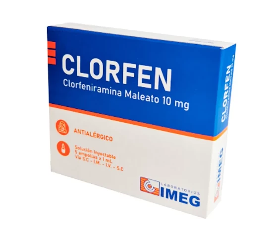 CLORFENAMINA MALEATO 10MG/ML VIA SC -IM- IV.