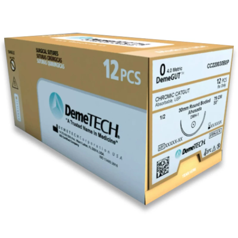 DEMEGUT PLAIN CATGUT SIMPLE 3-O C/A 26mm DEMETECH