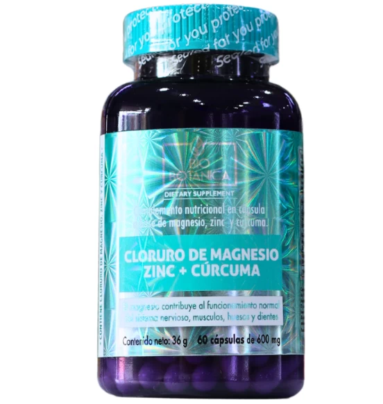 CLORURO DE MAGNESIO +ZINC+CURCUMA X 60 CAP DE 600 MG