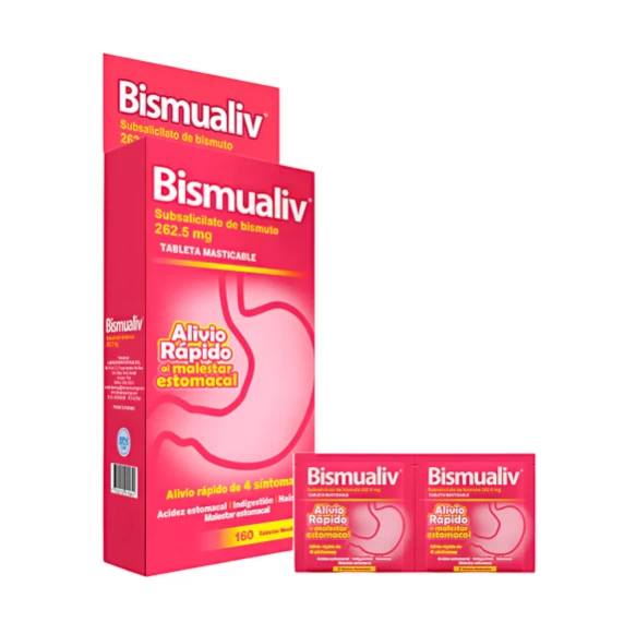 BISMUALIV SUBSALICILATO DE BISMUTO 262.5MG X 2 TAB MASTICABLE